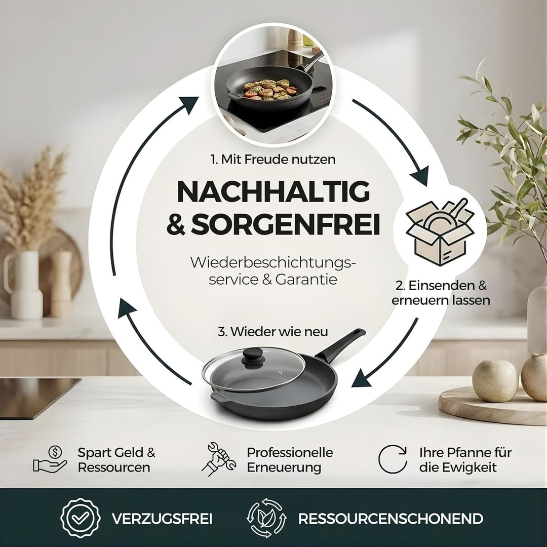 Lieblingspfanne Schmorpfanne 28cm Hochrandpfanne induktionsgeeignet Bratentopf Servierpfannen Alumin