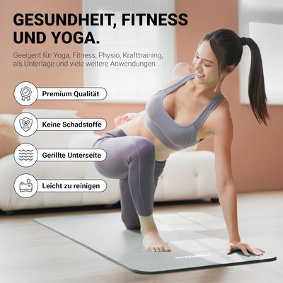 MSPORTS Gymnastikmatte Premium inkl. Tragegurt + Übungsposter + Workout App I Hautfreundliche Fitnes