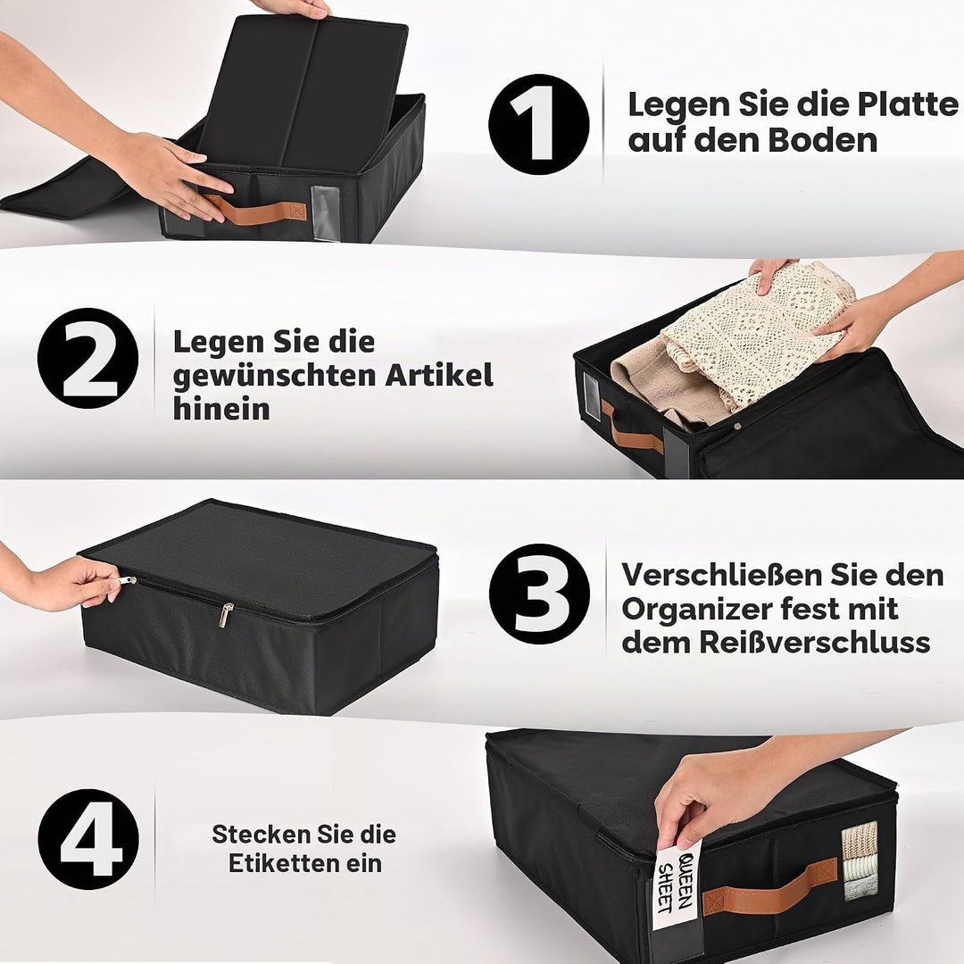 Bettlaken-Organizer und Aufbewahrung, faltbarer Bettlaken-Organizer mit Etikett, Griff und Fenster,