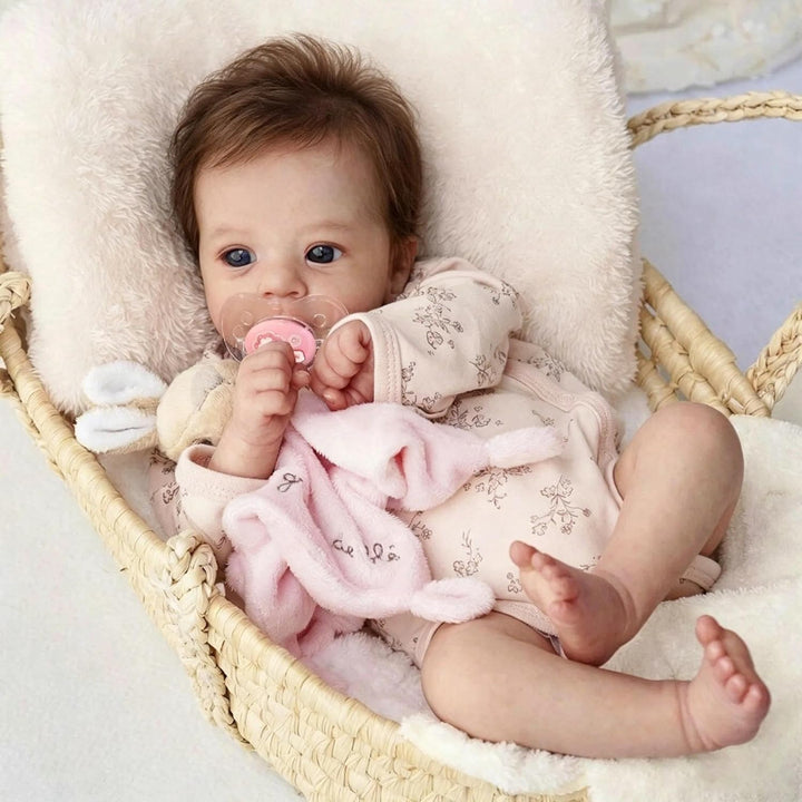 Zero pam Reborn Baby Puppe Lebensecht Mädchen Offene Augen, 48CM Realistische Babypuppe Weichkörper,