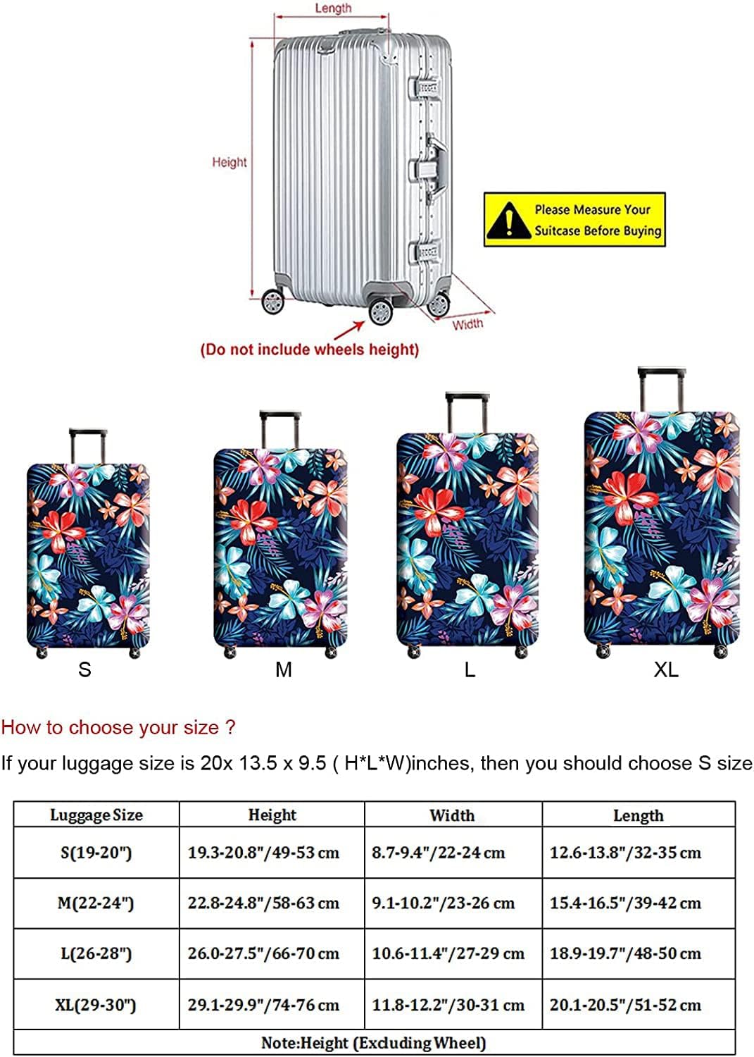 Gepäckabdeckung, waschechter Schutzkoffer-Cover - Reise-elastischer Spandex-Koffer-Protector Für Gep