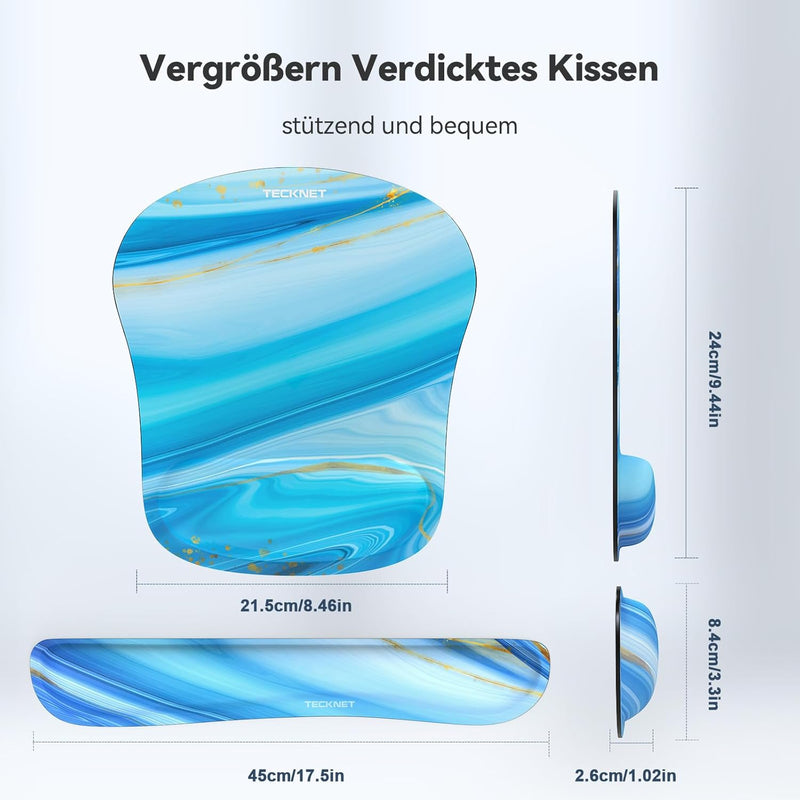 TECKNET Mauspad mit Handauflage, Gelkissen Mousepad und Ergonomische Memory Foam Tastatur Handgelenk