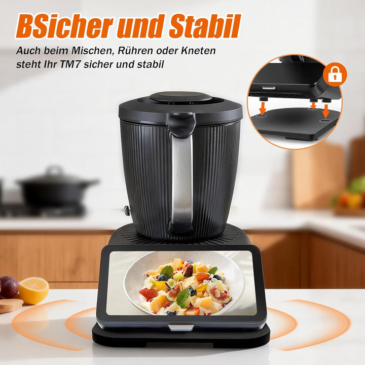 Gleitbrett für Thermomix TM7,Brett für Thermomix mit Rollen,Leicht Gleitendes Bambus Rollbrett Slide