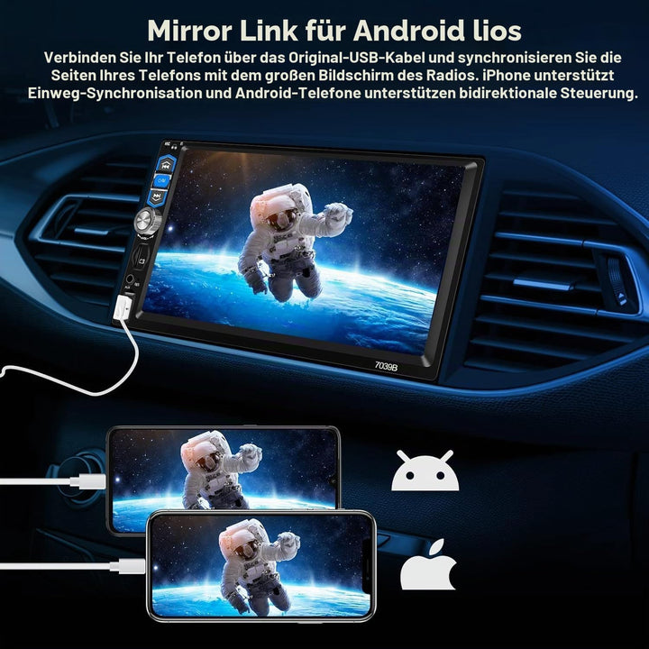 Hikity 1 Din Autoradio mit Wireless Carplay Android Auto 7 Zoll Touch Display Radio mit Bluetooth Fr