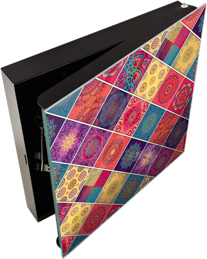 Concept Crystal Dekorative Key Box mit magnetischer, trocken abwischbarer Glastafel K01 Marokkanisch