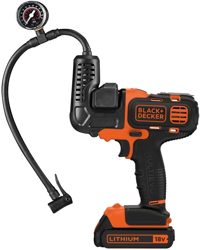 Black+Decker Multievo Multifunktionswerkzeug Kompressor-Kopf (mit eingebauter Druckanzeige, Zubehörh