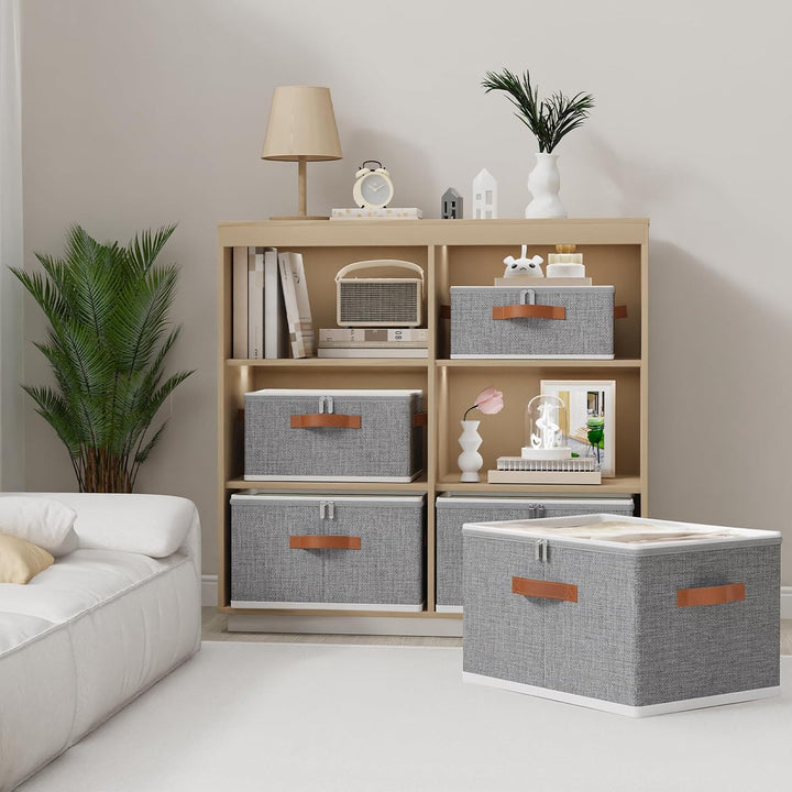 OUTBROS Aufbewahrungsbox mit Deckel, Faltbare Stoffboxen, Kleiderschrank Organizer, Unterbett Aufbew