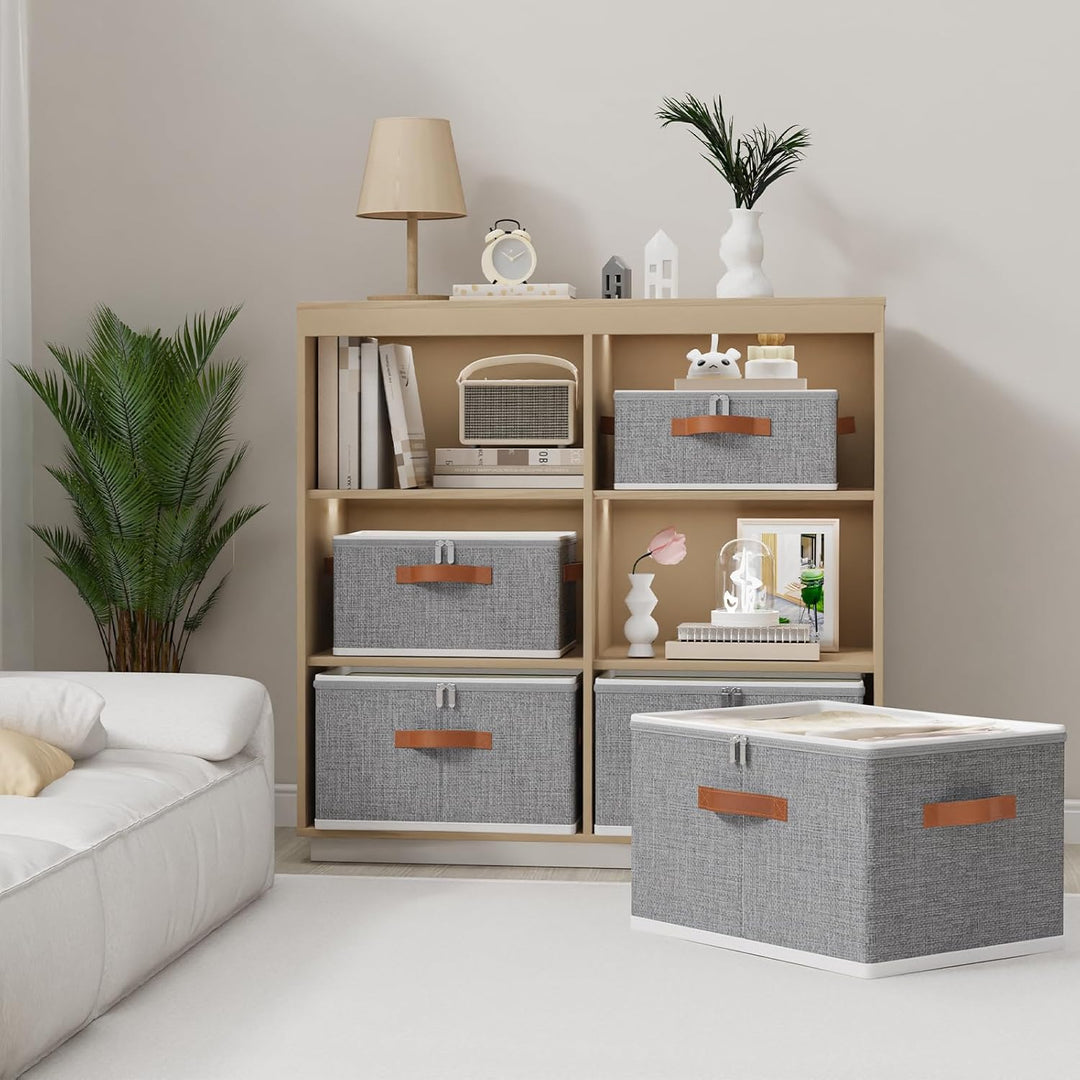 OUTBROS Faltbare Aufbewahrungsbox, Korb Aufbewahrung, Organizer mit Deckel, Unterbett Stoff Aufbewah