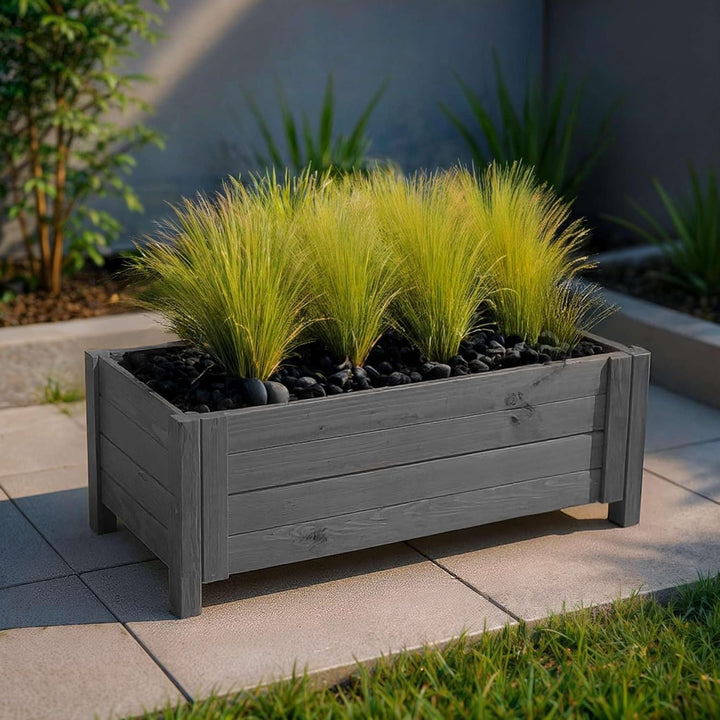 BOGATECO Pflanzkasten Pflanzkübel aus Holz | 80 x 38 cm | Anthrazit | Blumen-Topf Perfekt für Garten