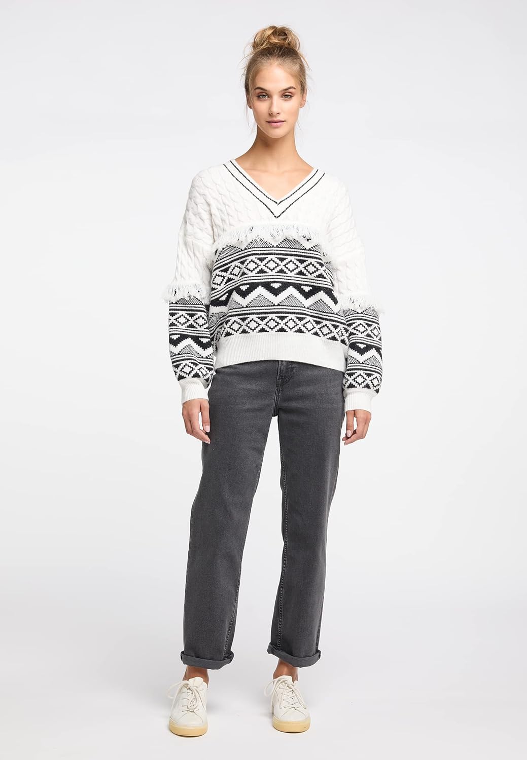 IZIA Damen Strick Pullover XL-XXL Wollweiss, XL-XXL Wollweiss