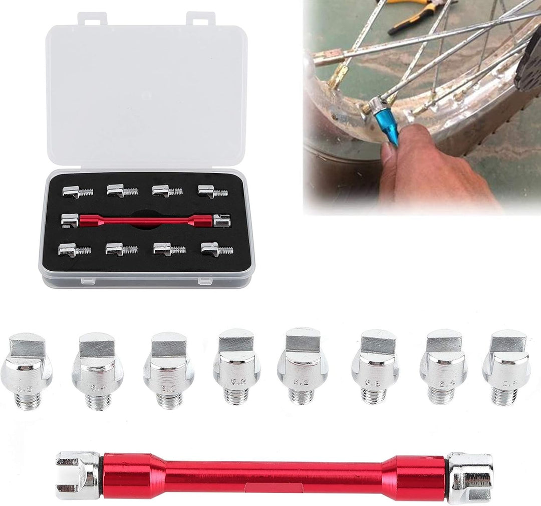 Qiilu Motorrad Speichenschlüssel, Motorrad Speichen Schlüssel CNC Schraubenschlüssel Set 5,0-6,8 Län