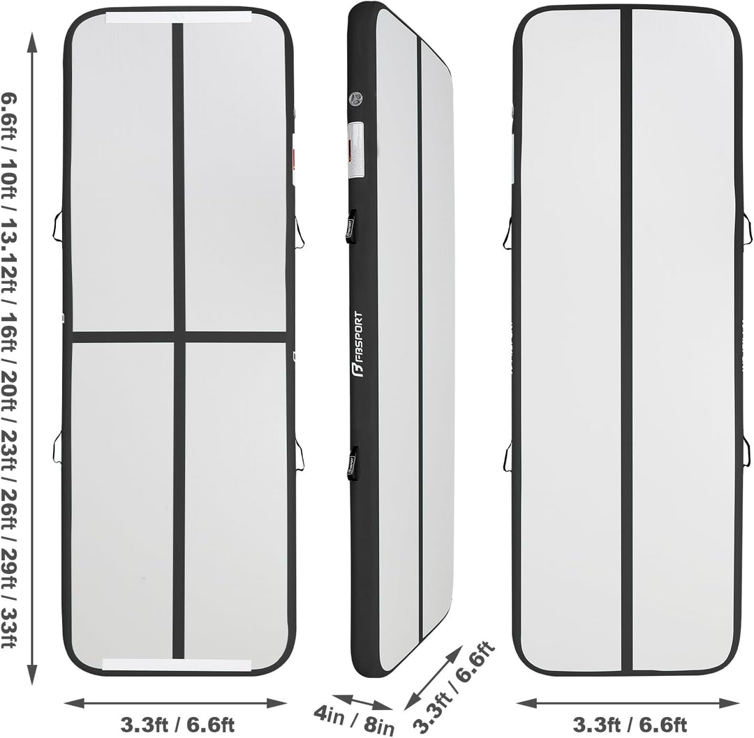FBSPORT 10/20 cm Höhe, Trainingsmatte, Länge 1/2/3/4/5/6 m, Gymnastikmatte mit Pumpe für den Hausgeb