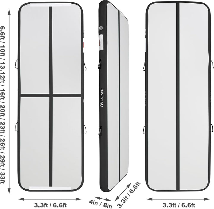 FBSPORT 10/20 cm Höhe, Trainingsmatte, Länge 1/2/3/4/5/6 m, Gymnastikmatte mit Pumpe für den Hausgeb