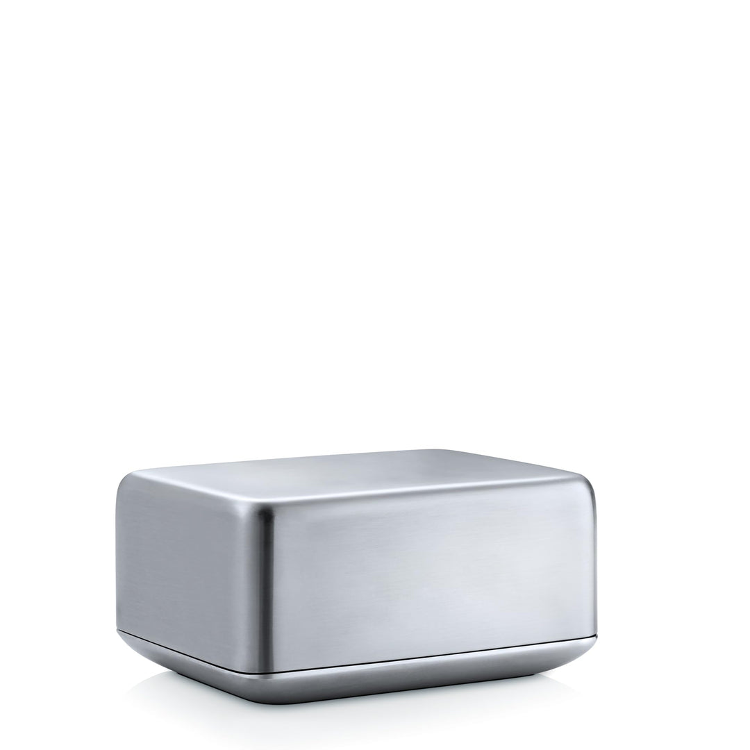 blomus -BASIC Butterdose - Edelstahl matt, Grösse M: Elegante Aufbewahrung für frische Butter ((H 6