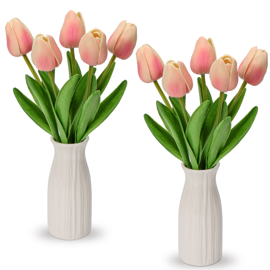 Kunstblumen Künstliche Tulpen Blumen Wie Echt Real Touch Tulpen, Höhe 30 cm, mit Vase aus Keramik, D