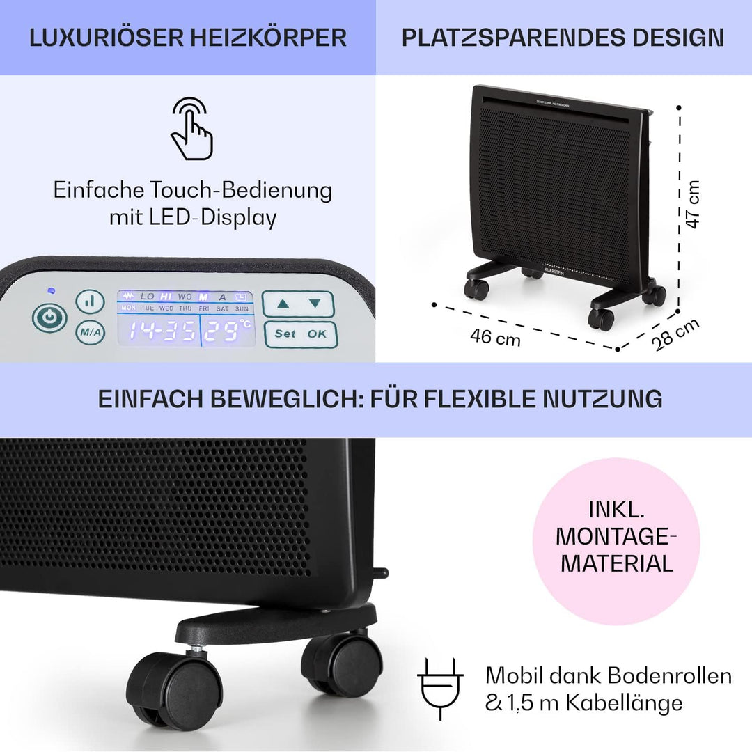 Klarstein Hot Spot Slimcurve Double 2-in-1 Heizgerät - Konvektions- und Infrarotheizung, Überhitzung