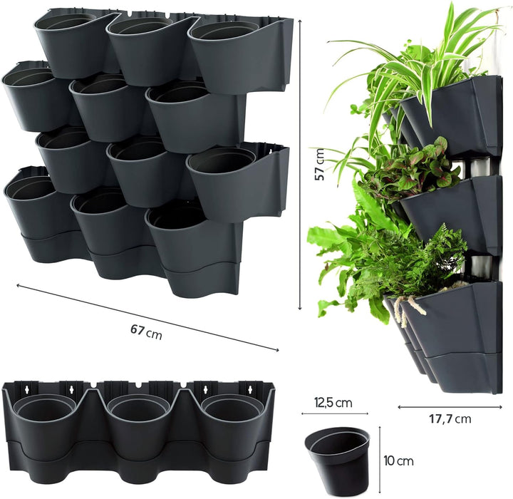 Macetero vertical Prosperplast Cascade Wall de plastico en color antracita 67 (largo) x 17,7 (ancho)