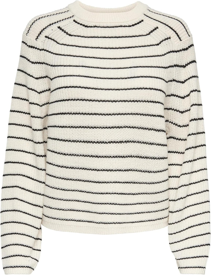 ONLY Female Strickpullover Normal geschnitten Rundhals Voluminöser Armschnitt Pullover M Jet Stream/