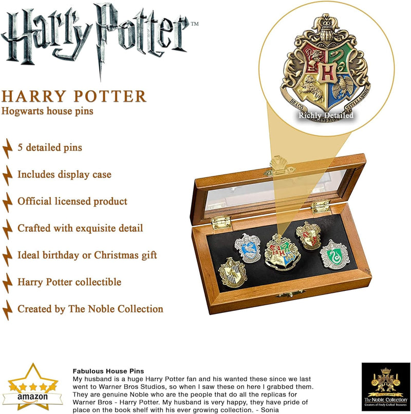 Hogwarts House Pins by The Noble Collection - Set of 5 Metal, Hand-Enamelled House Pin Badges Suppli