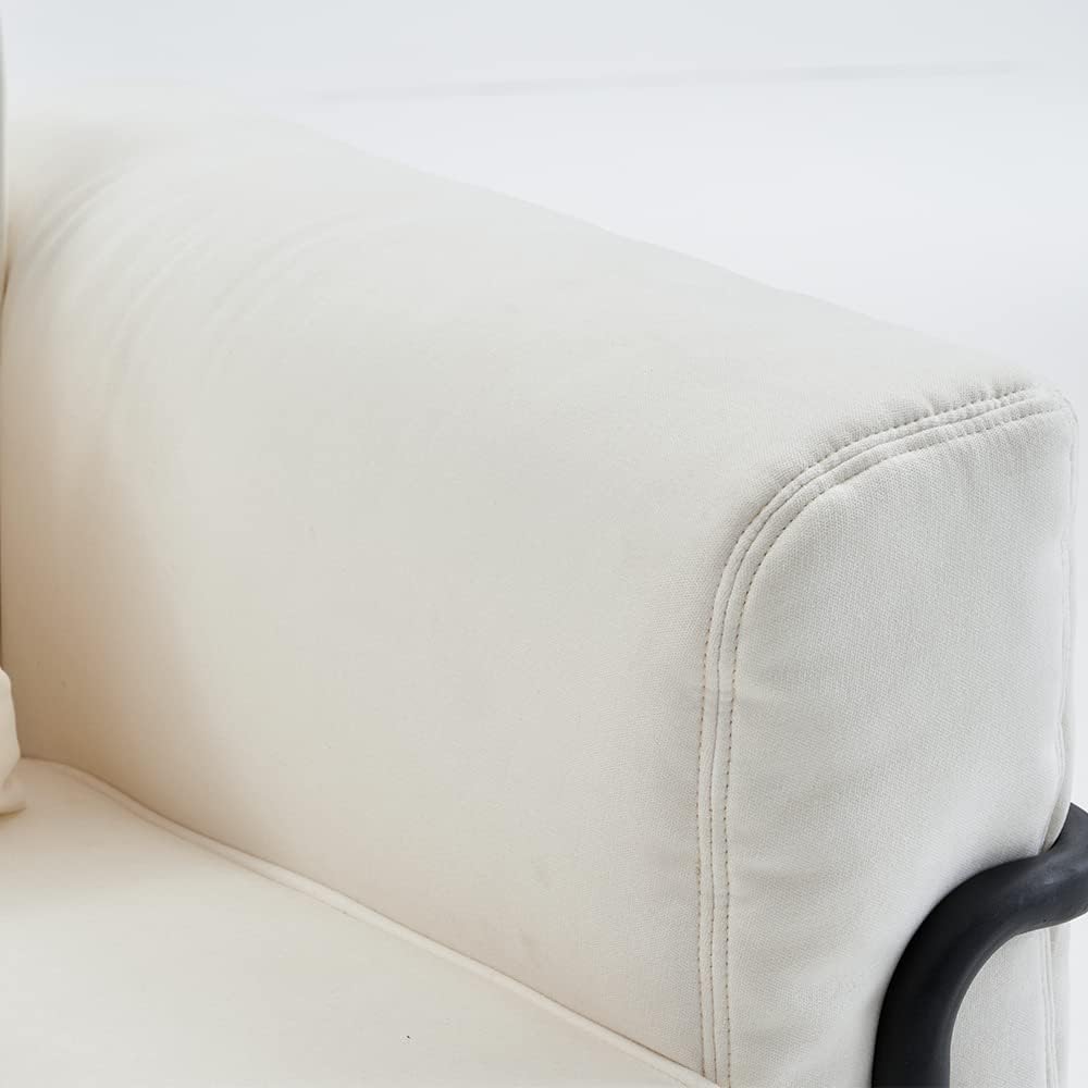 Mingone Sofa Sessel Creme Couch Modern Design TV Sessel Wohnzimmer Einzelsofa Loungesessel Leinen Re