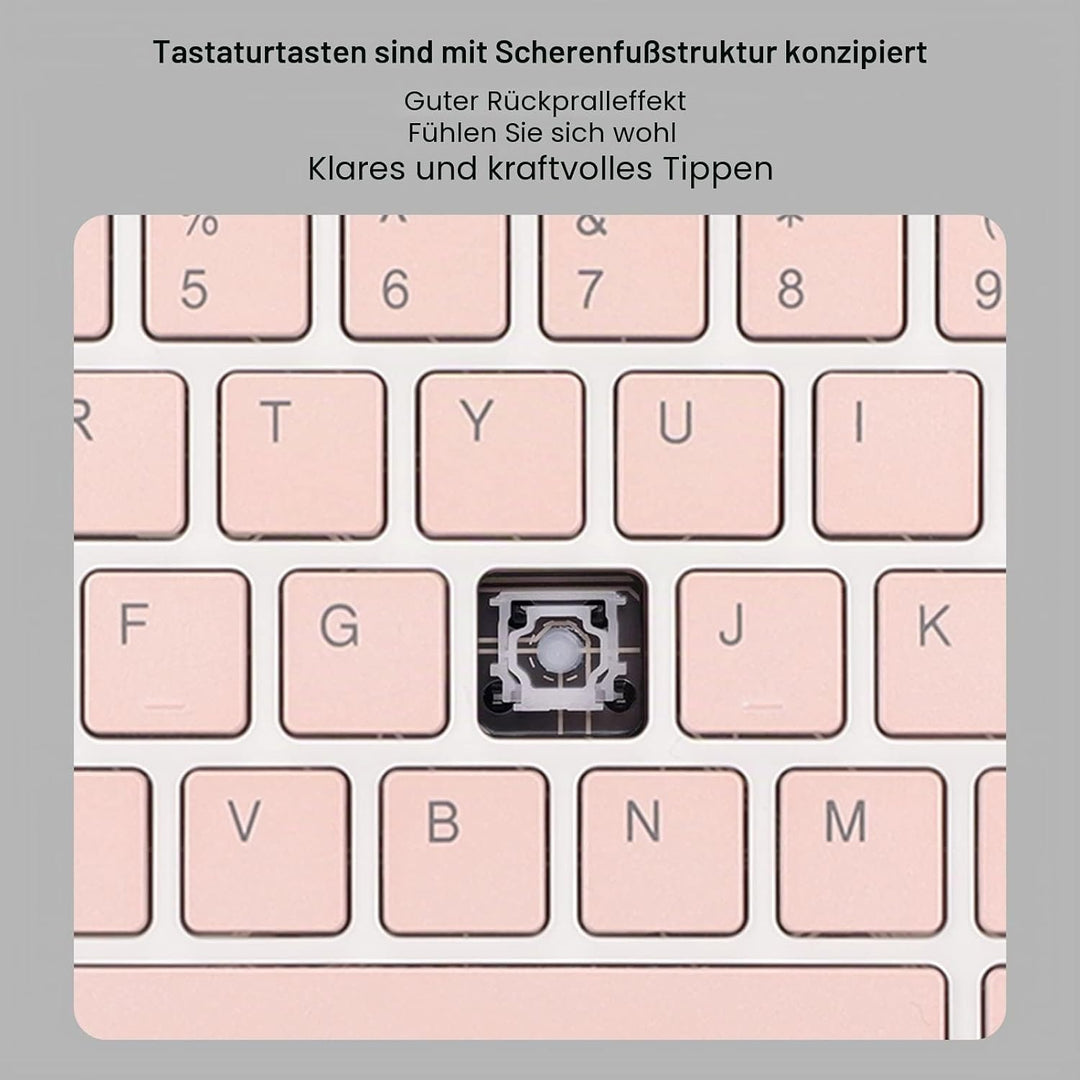 Kabellose Tastatur und Maus Set, 10 Zoll Bluetooth Tastatur, USB Aufladung, Ultradünne und Leise Des