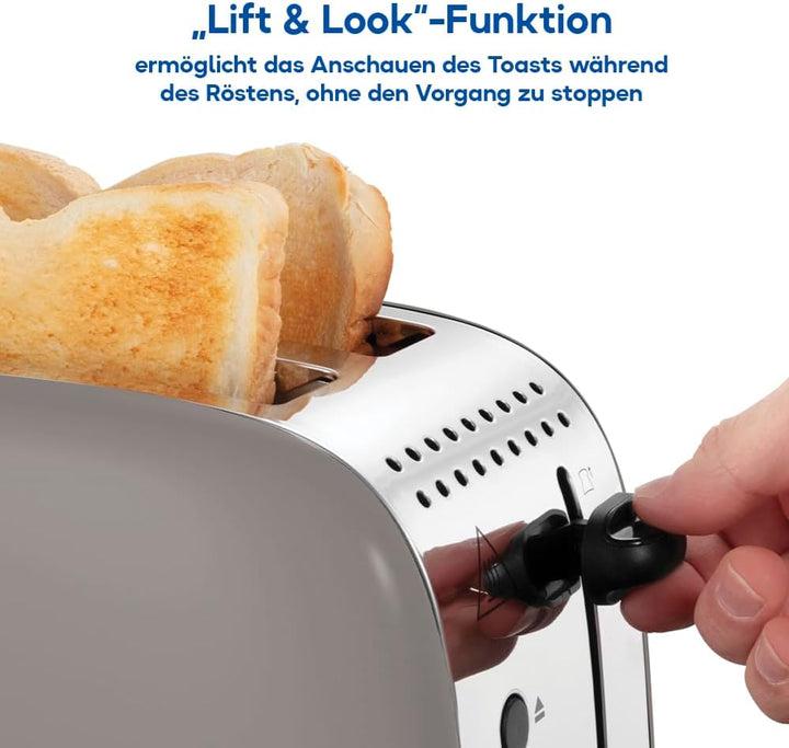 Russell Hobbs Toaster [für 2 Scheiben] Colours Plus Mocha (6 Bräunungsstufen, breite Toastschlitz, S