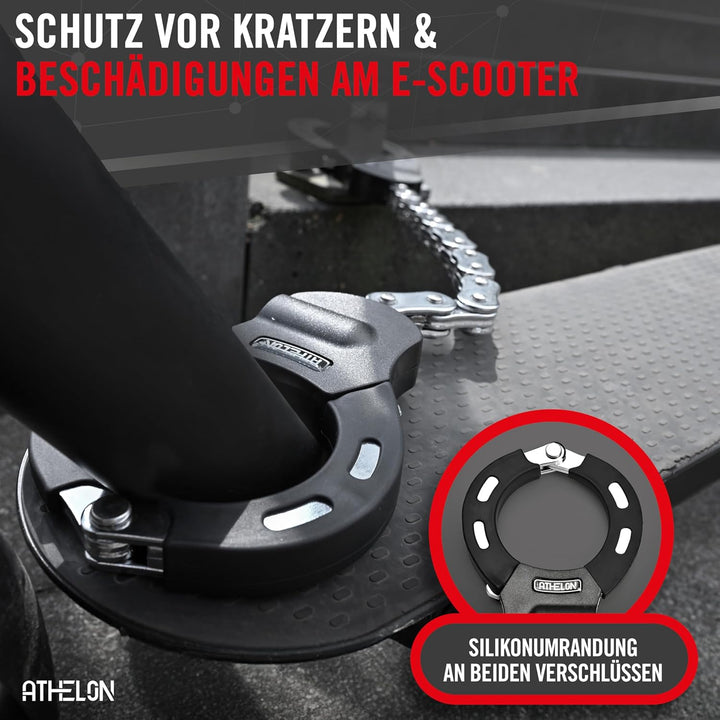 E Scooter Schloss [extra sicher] - Langes & schnittfestes Handschellenschloss für E-Scooter mit Krat