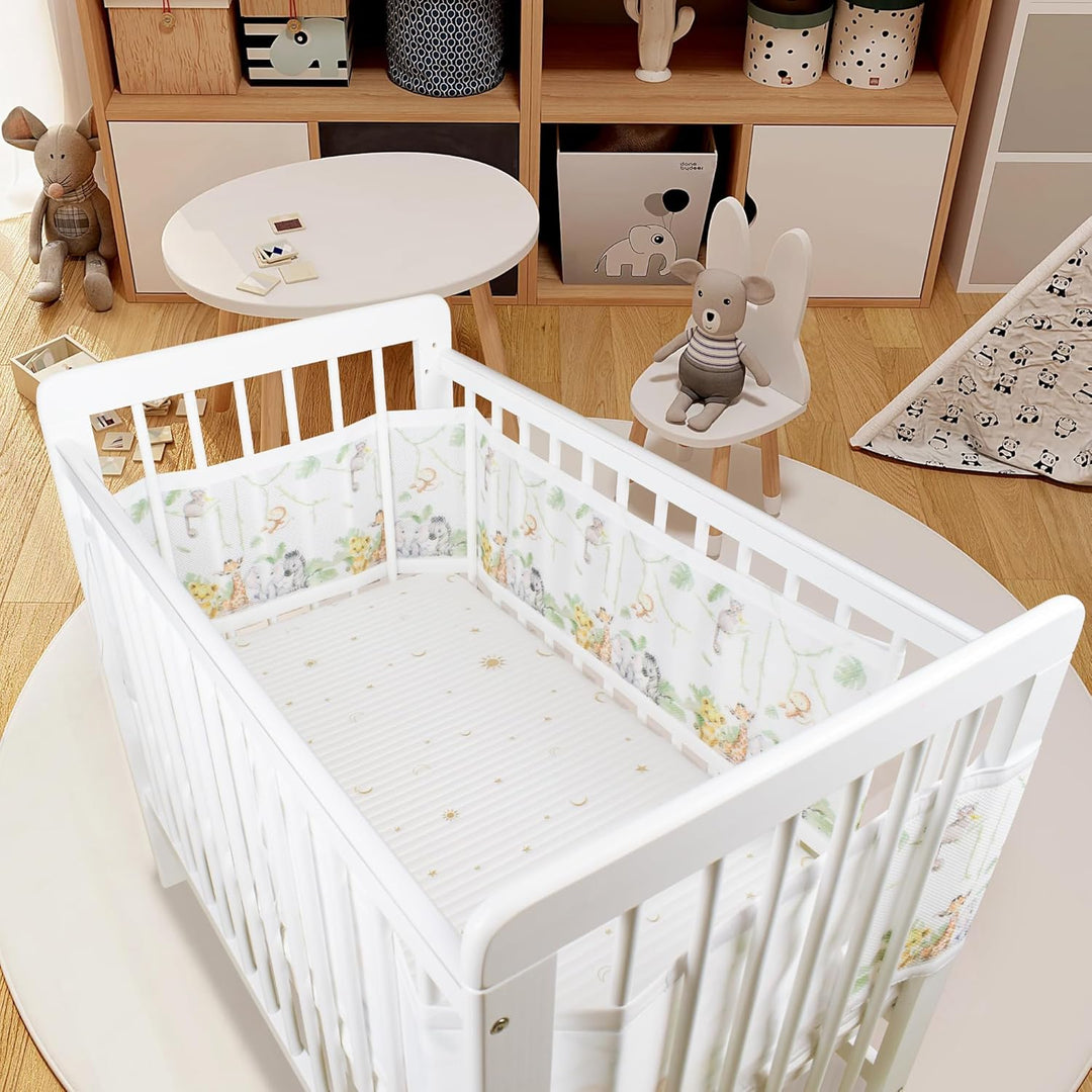 Verstellbarer Baby-Netzbettgitter – abnehmbar, waschbar, tragbar 3D-atmungsaktiver, stossfester Schu