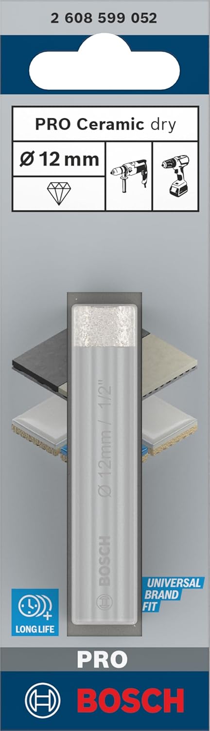 Bosch 1x PRO Ceramic Diamanttrockenbohrer für Zylinderschaft und Bohrmaschine/Schrauber (für Fliesen