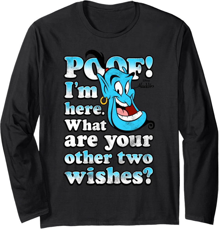 Disney Aladdin Genie Two Wishes Slogan Langarmshirt