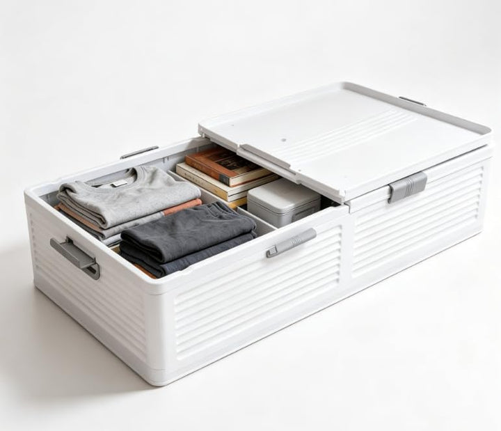 Faltbare Unterbettkommode mit Rollen, Betten Box Stauraum Bett Aufbewahrungsbox mit 6 Schnallen &amp; Do