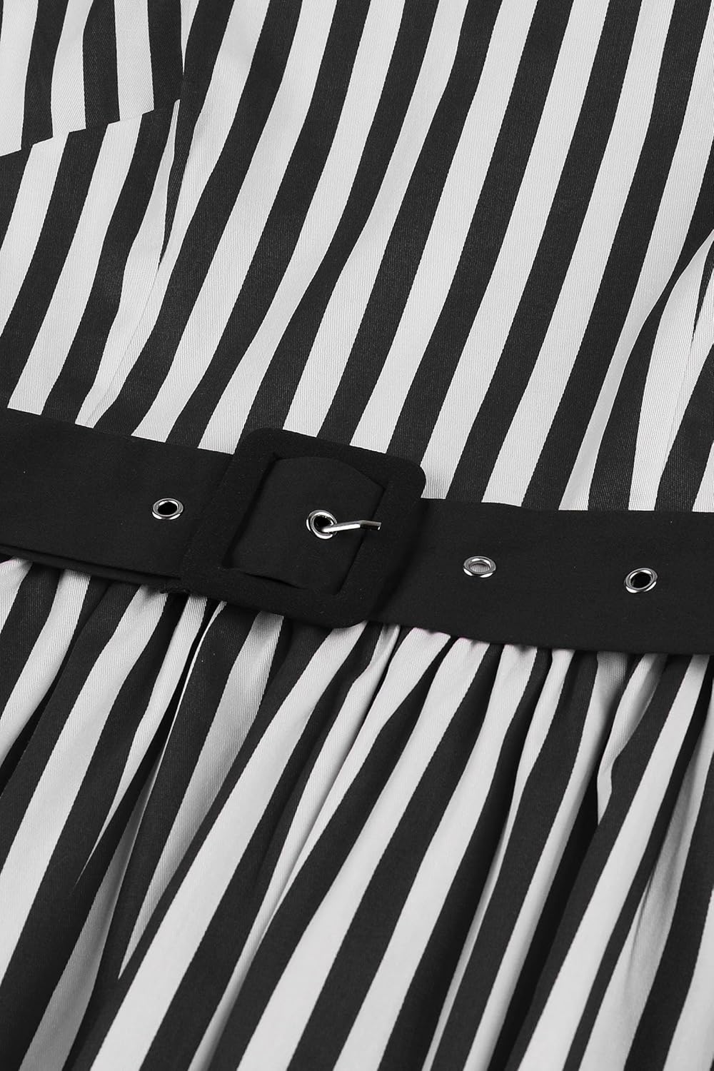 AXOE Damen Rockabilly Kleider 50er Jahre Baumwolle Gürtel S Gestreift Schwarz, S Gestreift Schwarz