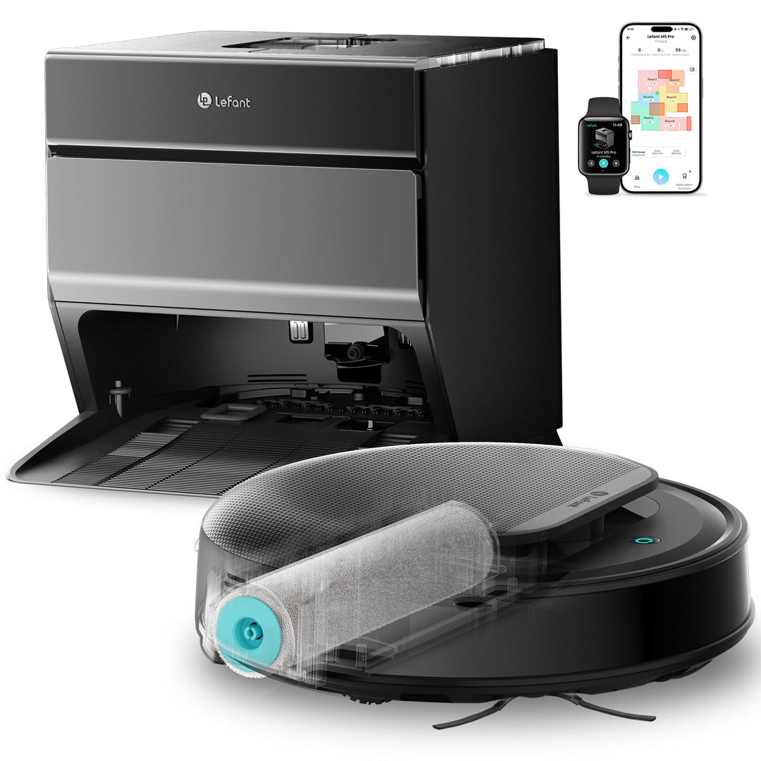 Lefant M5 Pro Saugroboter mit Absaugstation, 75°C Heisswasser Moppwäsche, 18.000Pa All-in-One Staubs