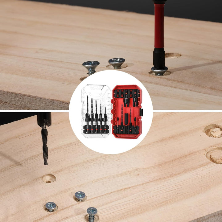 Mayouko 15 PCS Tapered Drill Bits Counter Sink Drill Bit Set, with Wood Plug Cutters and Depth Stop