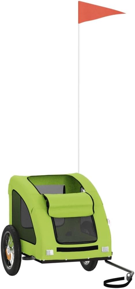 Fahrradanhänger Hunde Grün Oxford-Gewebe und Eisen 124x53x53 cm Haustier Fahrradanhänger Haustieranh