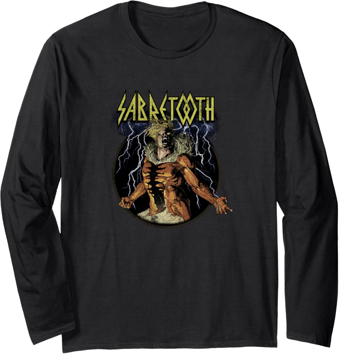 Marvel X-Men Sabretooth Epic Lightning Vintage Rock Langarmshirt