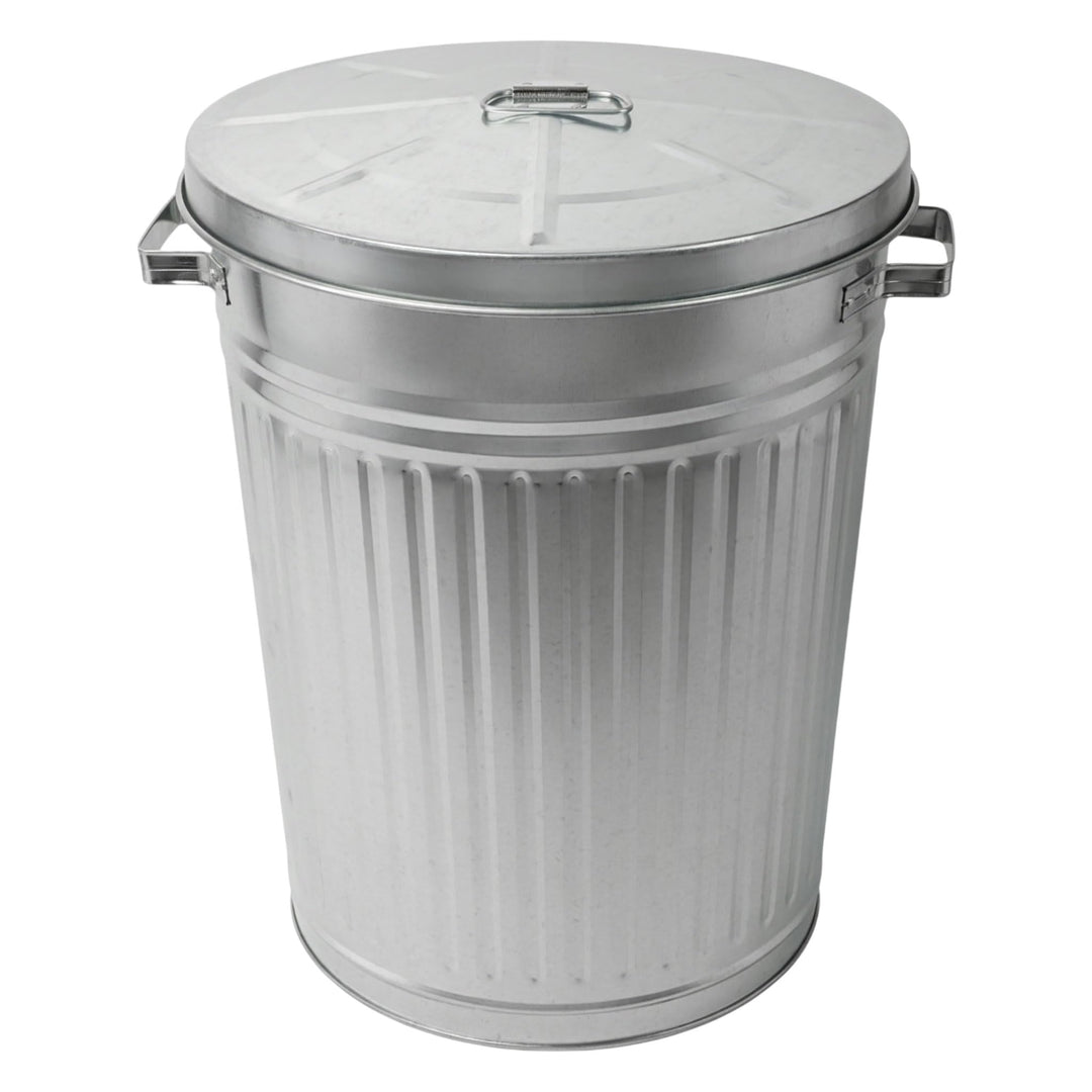Spetebo Zink Abfalleimer mit Deckel - 55 Liter - XXL Mülleimer draussen - Zinkeimer Outdoor Mülleime