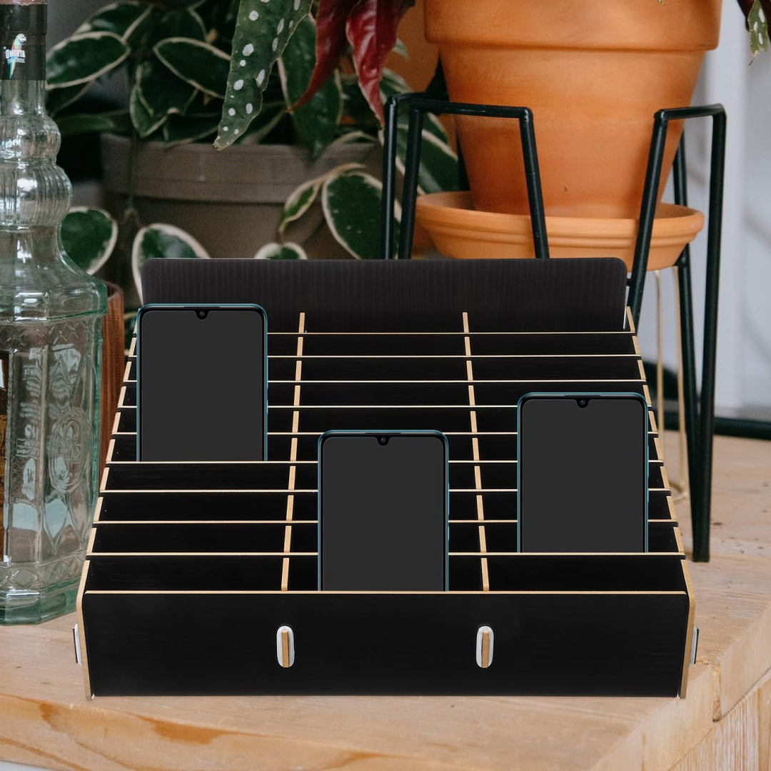 Operitacx Holz Handy Aufbewahrungsbox Mit 30 Gitter Fächer Nachhaltiger Desktop Organizer Für Büro U