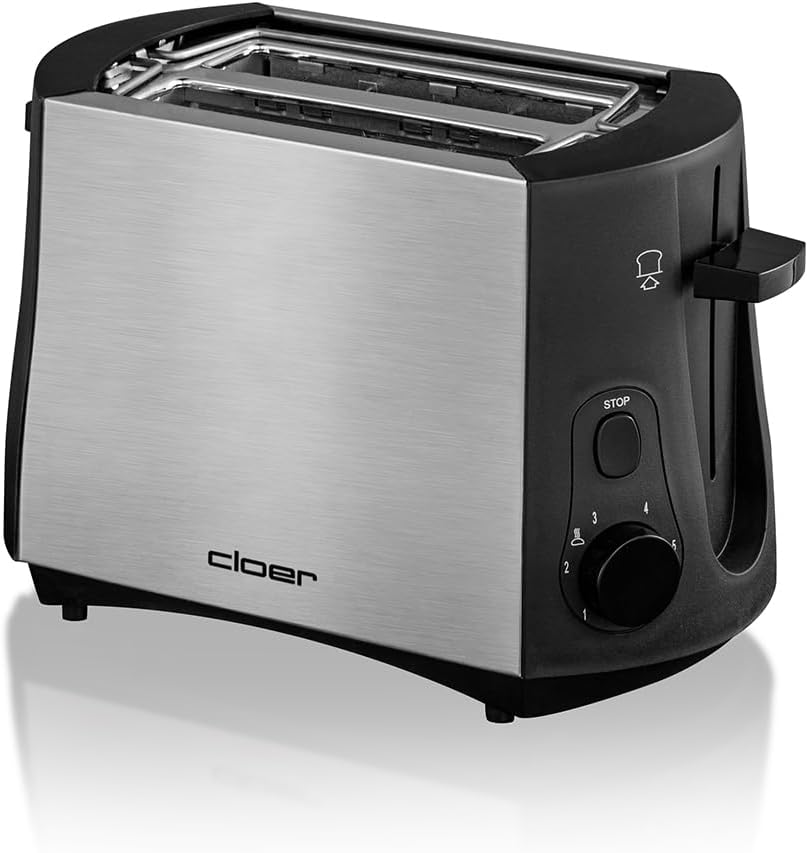 Cloer 3419 Toaster für 2 Toastscheiben, 825 W, integrierter Brötchenaufsatz, Nachhebevorrichtung, Kr