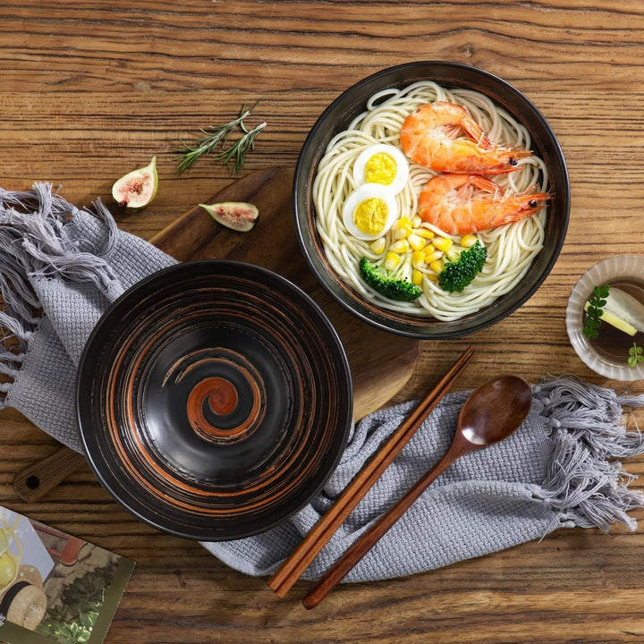 YUN TAO Keramik Ramenschalen gross 1035 ml japanischer Stil, Servierschalen für Salat, Udon, Soba, P
