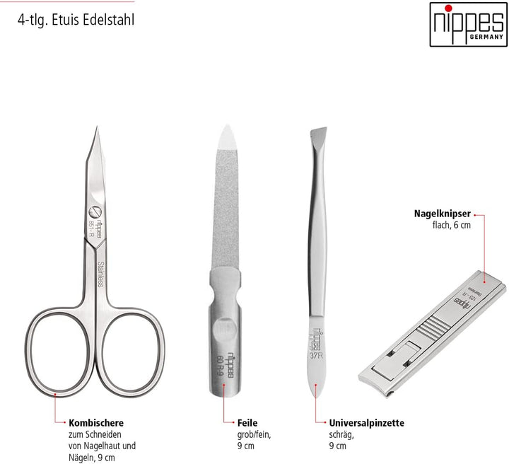 nippes Solingen Premium Line Maniküre Set Tabard, 4-teilig, Schwarz, Edelstahl nickel- & rostfrei, R