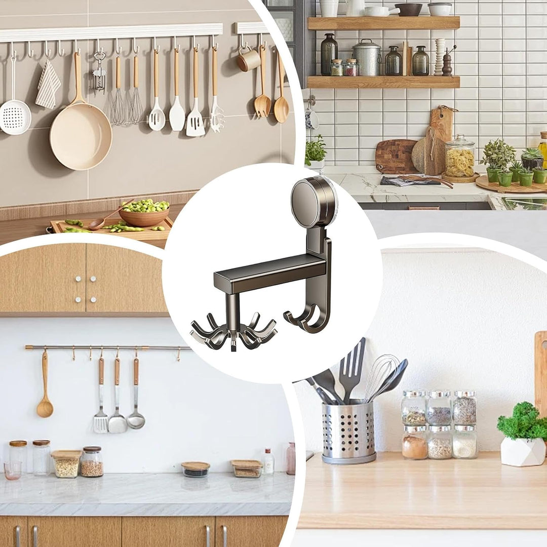 Drehbare Haken – robuster drehbarer Saugnapf-Wandhaken, platzsparender Utensilien-Organizer für Küch