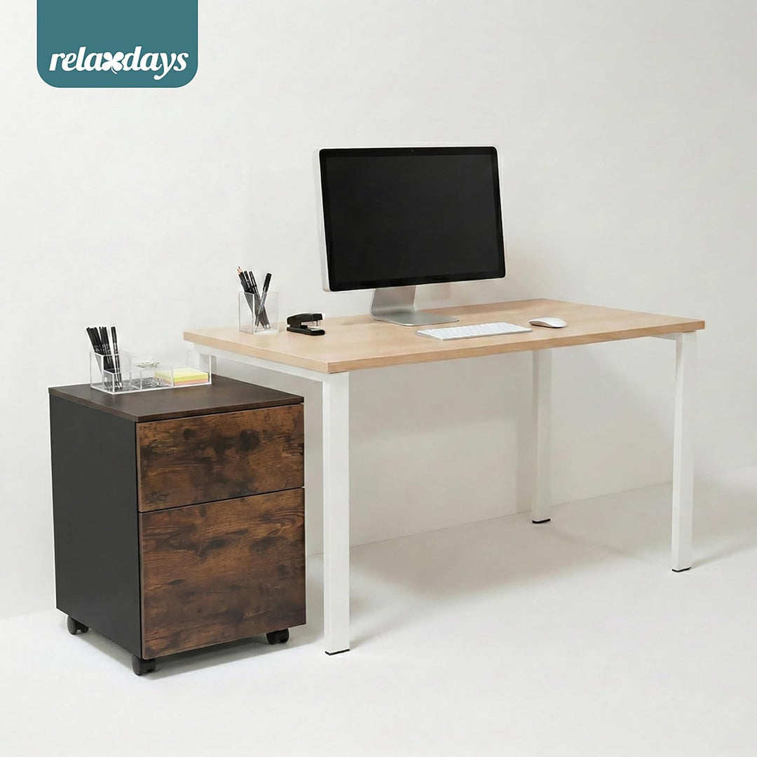 Relaxdays Rollcontainer, 2 Schubladen, Hängeregister, HBT: 57 x 40 x 40 cm, Schreibtischcontainer, R