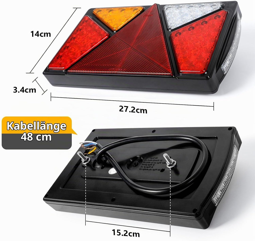 Yuanjoy 2 Pack 12V 24V PKW-Anhänger LED Rückleuchten Satz mit E-Prüfzeichen, Wasserdicht LKW Rücklic