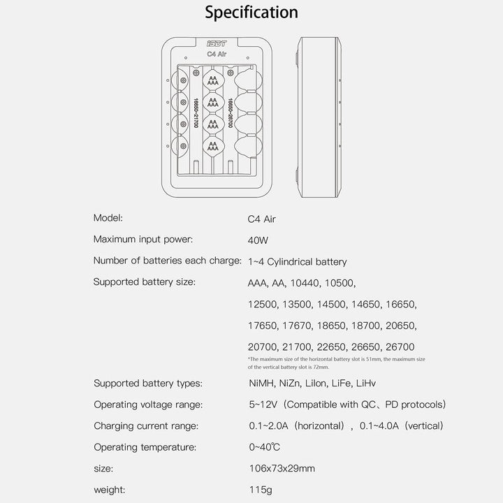 ISDT C4 Air Schnell Akkus Ladegerät,Universal-Haushalt Batterieladegerät mit Bluetooth-APP-Verbindun