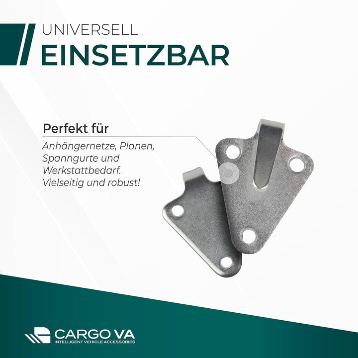 CargoVA - 20 Dreiloch Planenhaken - Besonders Rostbeständige Abspannhaken - Netzhaken, perfekt für d