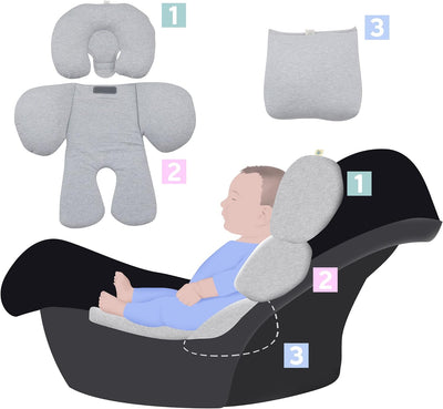 JYOKO Kids Sitzverkleinerer Antiallergikum Universal Baby 100% Baumwolle (Grey Stone, Enthält Kopf-,