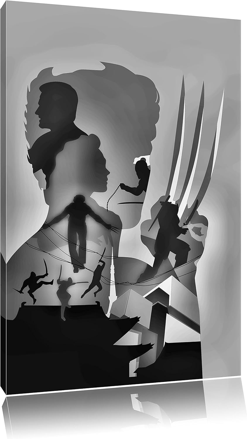Monocrome, Wolverine, Format: 100x70 auf Leinwand, XXL riesige Bilder fertig gerahmt mit Keilrahmen,