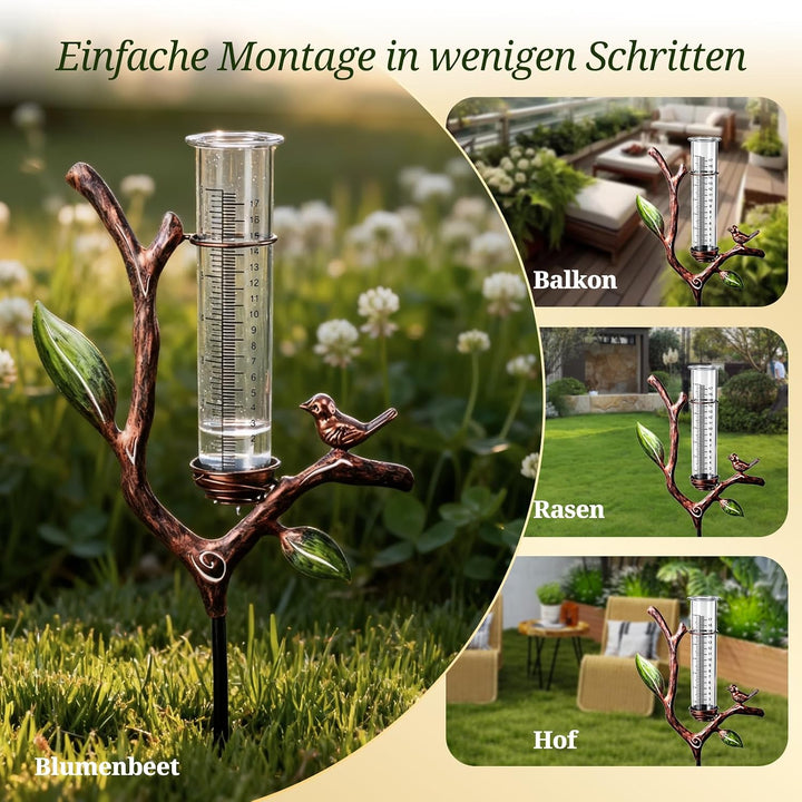 Regenmesser für Garten, Niederschlagsmesser Garten | Regenmesser mit h-förmigem Metallständer für Ga