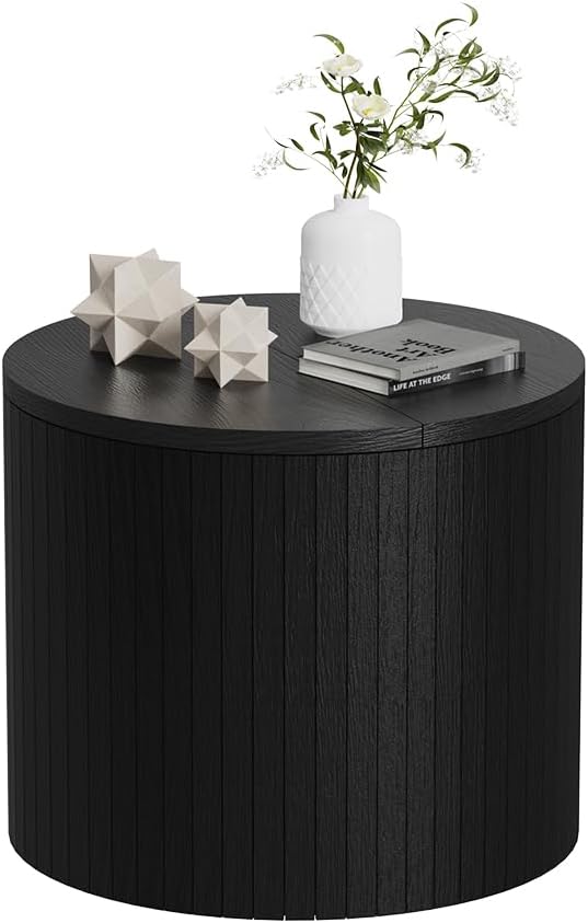 Vicco Couchtisch Tavilo, Eiche/Schwarz, 38 x 38 cm, mit Liftfunktion und Abnehmbarer Seitenwand Oak/